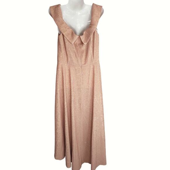 Oleg Cassini Womens Off The Shoulder Metallic Hi-Lo Dress Rosego Size 12 NWT - Picture 8 of 14